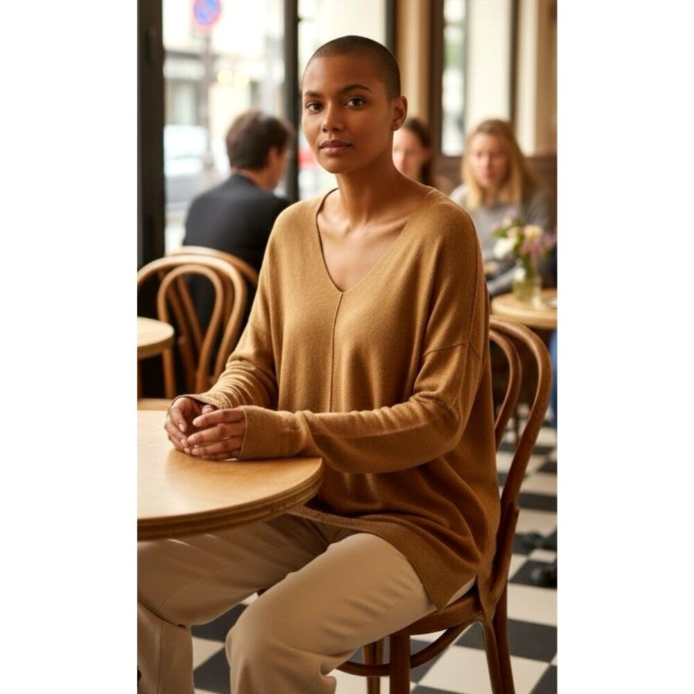 Bohme womens NEW! v-neck raglan sleeve clay colored sweater sz M luxury quality